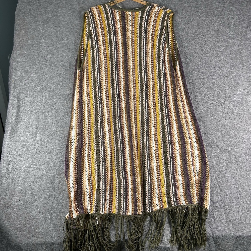 Women's Crochet Open Knit Duster Sleeveless Cardigan Vest Boho Hippie Granola XL - Picture 2 of 7